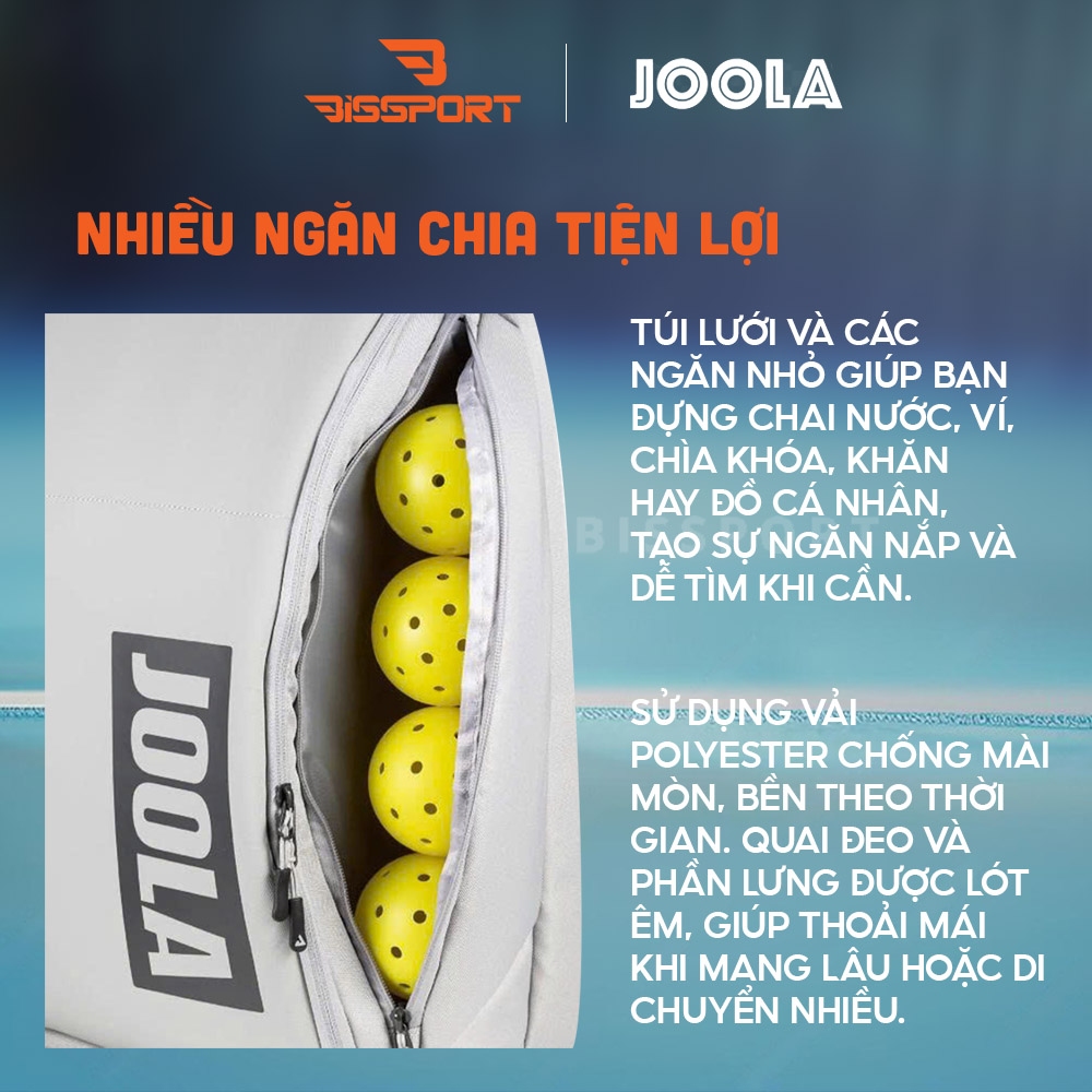 Balo Bóng Bàn & Pickleball JOOLA Vision Backpack Chính Hãng – Xám - Đa Dụng – Nhẹ, Bền, Nhiều Ngăn Tiện Lợi - Chắc Chắn